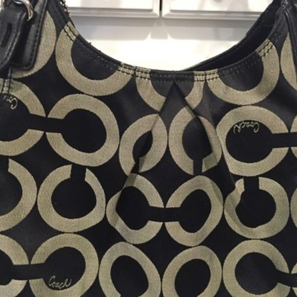 COACH "MIA OP ART MAGGIE" SET Monogram Black SHOULDER WALLET CHECKBOOK S1-7390 - Picture 2 of 15